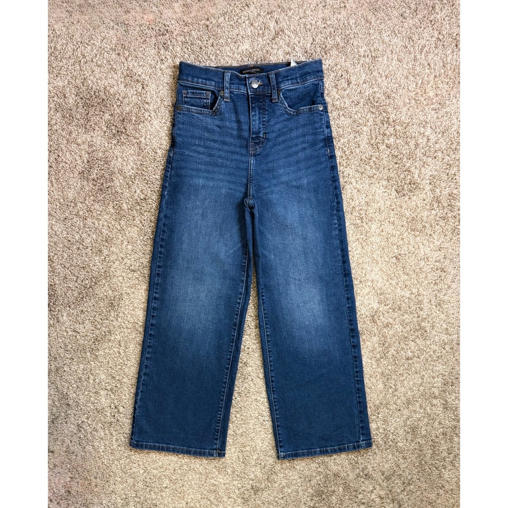 Banana Republic High-Rise Wide-Leg Jeans Petite 25/0 Medium Wash Blue Denim